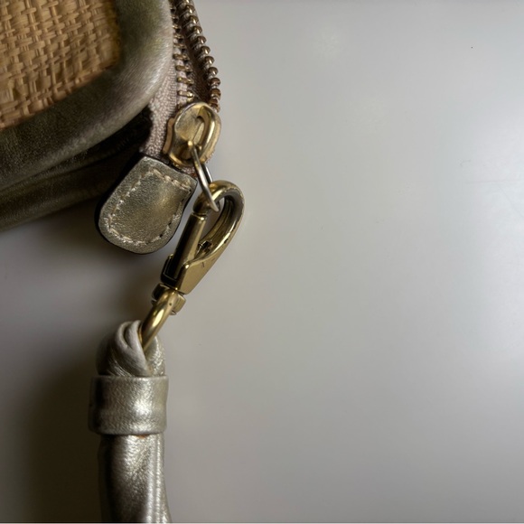 Vintage Coach Straw Clutch with gold Accents